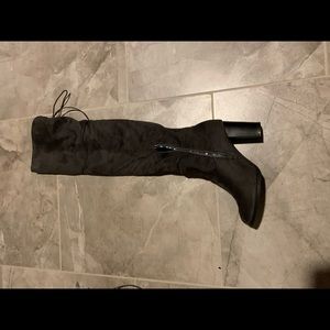 Grey thigh high boots!